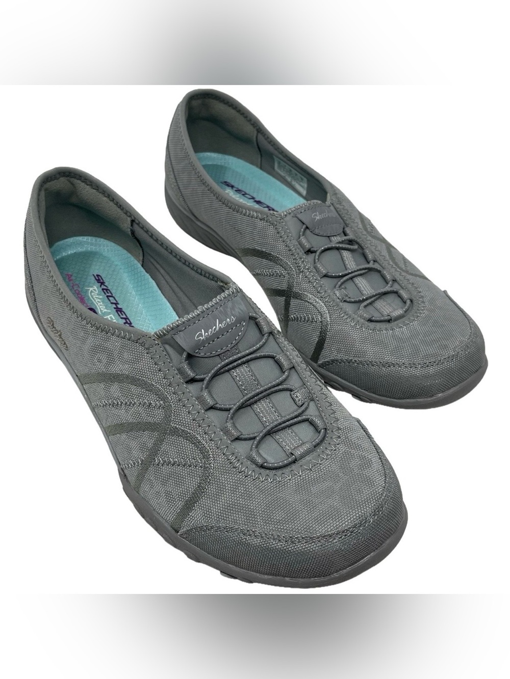 Skechers Relaxed Fit Grey Animal Print Slip-On Shoes Women’s Size 10